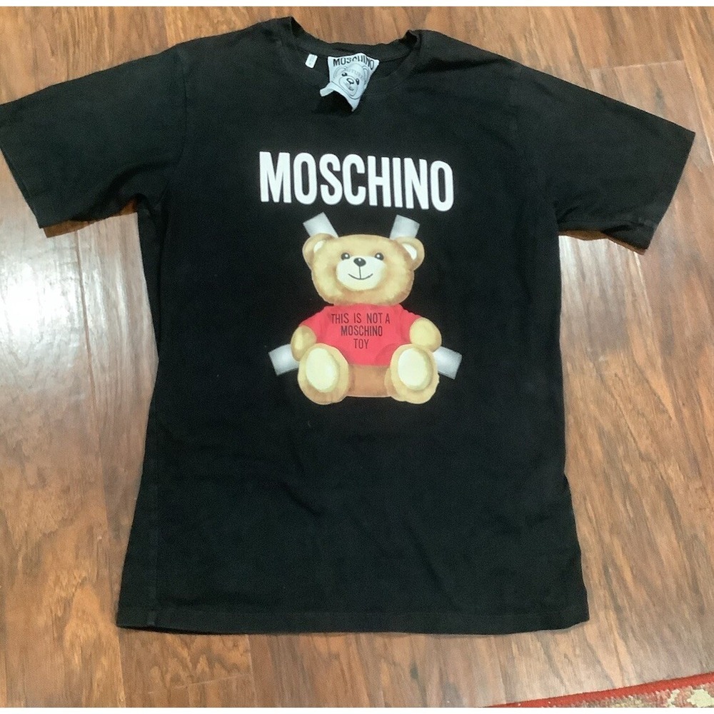 Moschino Shirt Mens Medium S Black Short Sleeve Bear This Is Not A Moschino Toy